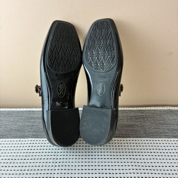 Söfft black Patent leather square toe Mary Jane flats comfort shoes size 6.5M - Picture 5 of 7
